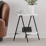 Стол приставной с 2-мя круглыми белыми столешницами ESSEL SIDE TABLE WHITE варинант исполнения - 6 | Loft Concept в Орле