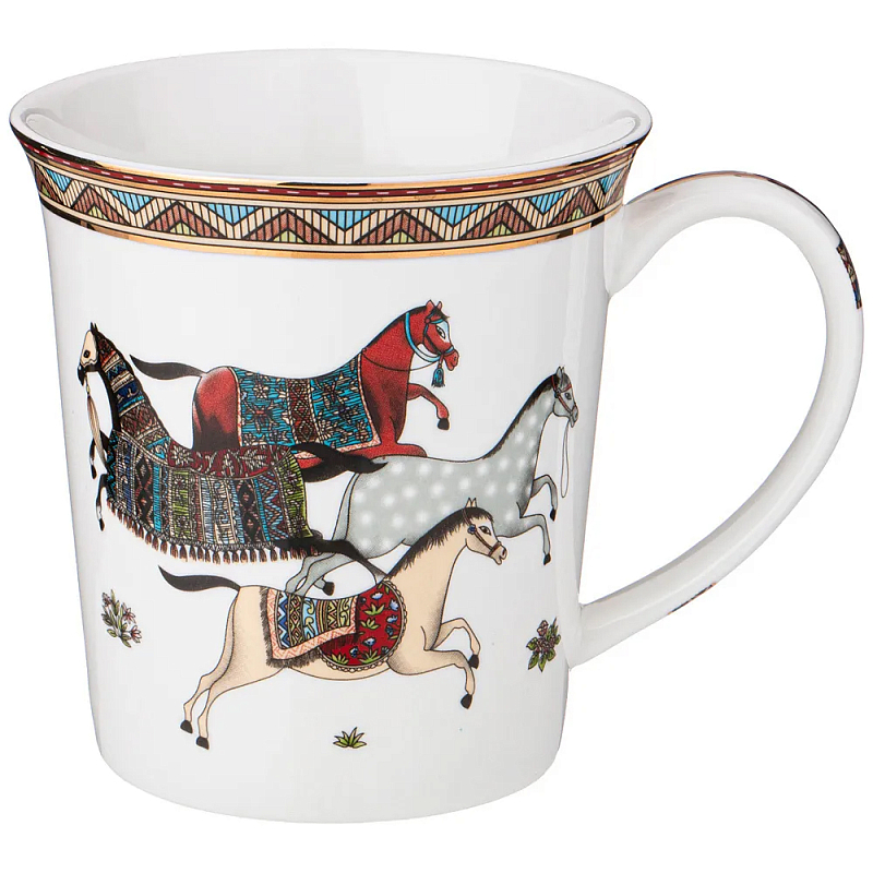 Кружка из фарфора с изображением лошадей 400 мл Porcelain Horse Set Белый Мульти Кружка из фарфора с изображением лошадей 400 мл Porcelain Horse Set Белый Мульти в Орле | Loft Concept