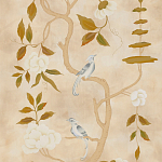 Обои ручная роспись Gustavian Tree of Life Special Colourway on Edo custom white painted silk варинант исполнения - 2 | Loft Concept в Орле