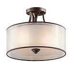 Потолочный светильник с двойным цилиндрическим плафоном из белого стекла и прозрачной органзы Kichler варинант исполнения - 1 | Loft Concept в Орле