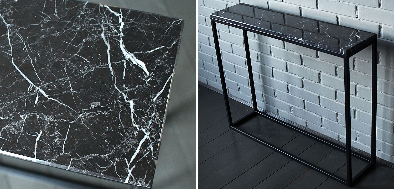 Консоль с чёрной мраморной столешницей Different Marble Black Консоль с чёрной мраморной столешницей Different Marble Black - Loft-Concept в Орле