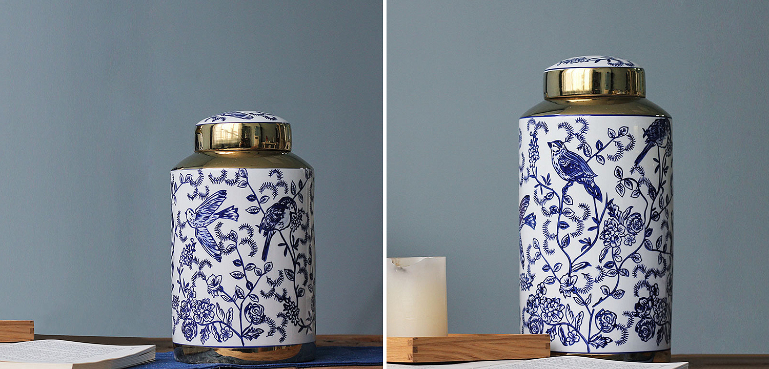 Вазы Ceramic Oriental Blue Ornament Birds Vases Вазы Ceramic Oriental Blue Ornament Birds Vases - Loft-Concept в Орле