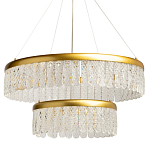 Люстра двухъярусная с золотого цвета и прозрачными подвесками Pettico варинант исполнения - 1 | Loft Concept в Орле