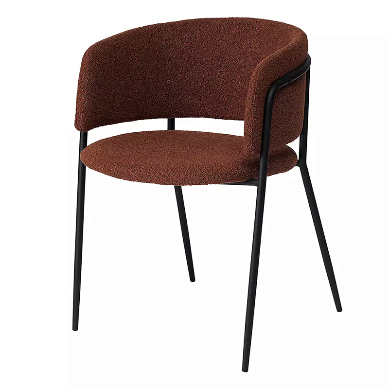 Стул полукруглый мягкий с буклированной обивкой Chair with Boucle Upholstery Черный Терракотовый Стул полукруглый мягкий с буклированной обивкой Chair with Boucle Upholstery Черный Терракотовый в Орле | Loft Concept