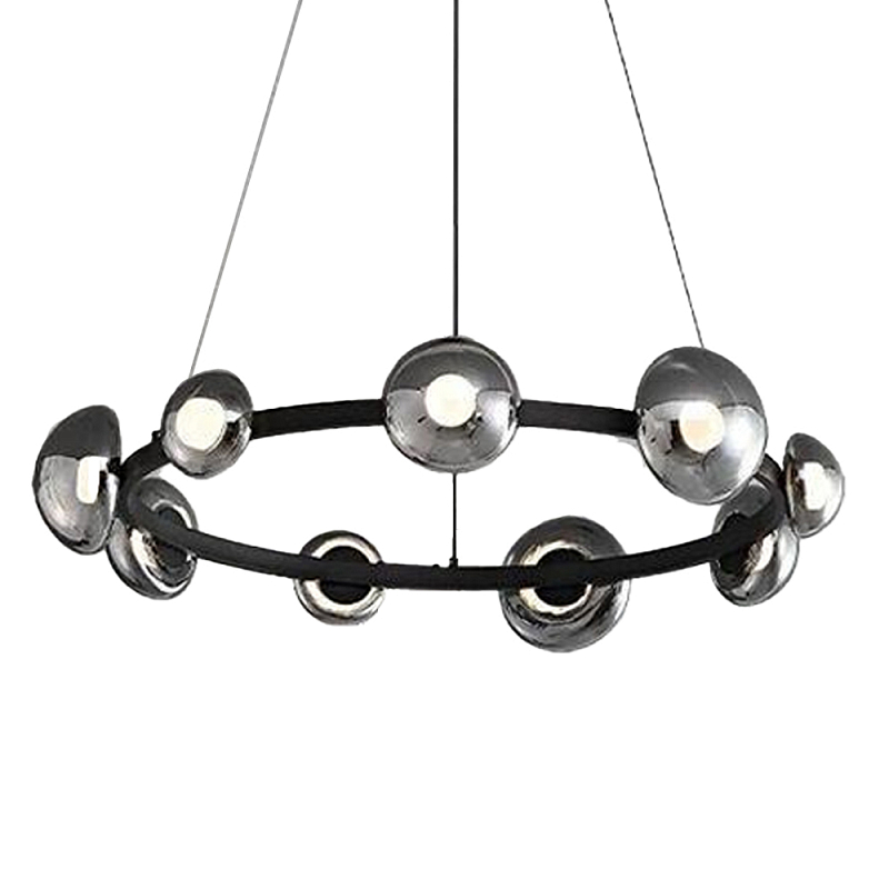 Люстра подвесная светодиодная в форме кольца Gray Ring Chandelier Серый Хром Люстра подвесная светодиодная в форме кольца Gray Ring Chandelier Серый Хром в Орле | Loft Concept