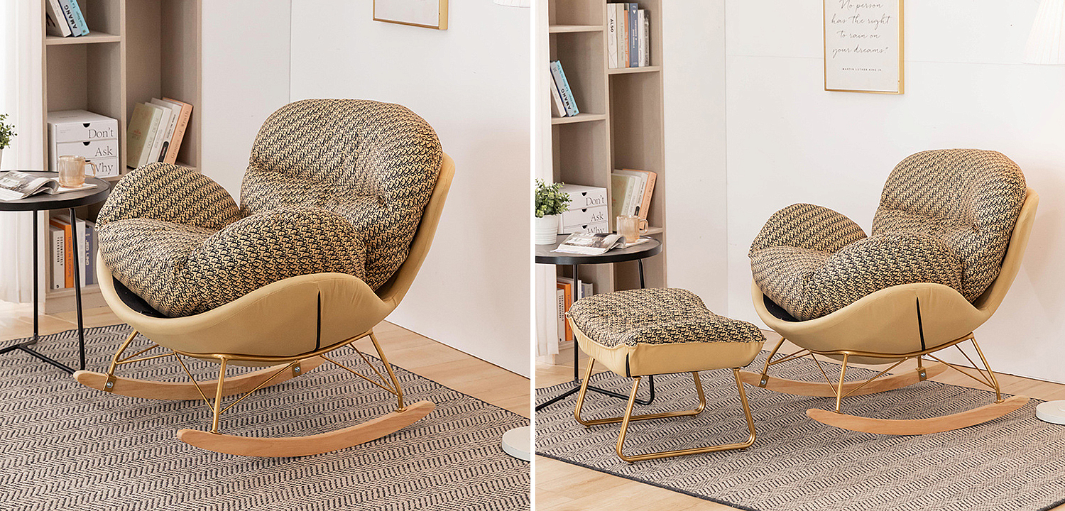 Кресло-качалка Dior Print Rocking Chair с банкеткой для ног Кресло-качалка Dior Print Rocking Chair с банкеткой для ног - Loft-Concept в Орле
