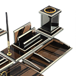 Настольный письменный набор с часами из природного камня обсидиана Team leader варинант исполнения - 4 | Loft Concept в Орле