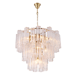 Люстра круглая многоярусная с прозрачными подвесками из стекла Hexagon Tube Light варинант исполнения - 3 | Loft Concept в Орле