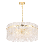 Люстра подвесная круглая с прозрачными рельефными стеклянными вставками и золотым основанием Textured Glass Chandelier варинант исполнения - 2 | Loft Concept в Орле