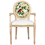 Стул с подлокотниками золотистый из бука с изображением птиц и цветов Blooming Red Birds варинант исполнения - 1 | Loft Concept в Орле