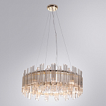 Люстра подвесная круглая с прозрачными хрустальными трубками и золотистым каркасом Диаметр 60 см Hexagon Tube Light варинант исполнения - 2 | Loft Concept в Орле