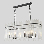 Люстра подвесная овальная со стеклянными прозрачными трубками и металлическим каркасом черного цвета Nembus варинант исполнения - 3 | Loft Concept в Орле