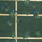 Обои ручная роспись Morning Glory Original colourway on Edo Green painted Xuan paper варинант исполнения - 1 | Loft Concept в Орле