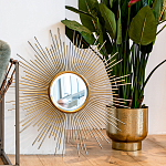 Зеркало-солнце круглое в раме из металла с золотыми с лучами Rays of Peace варинант исполнения - 3 | Loft Concept в Орле