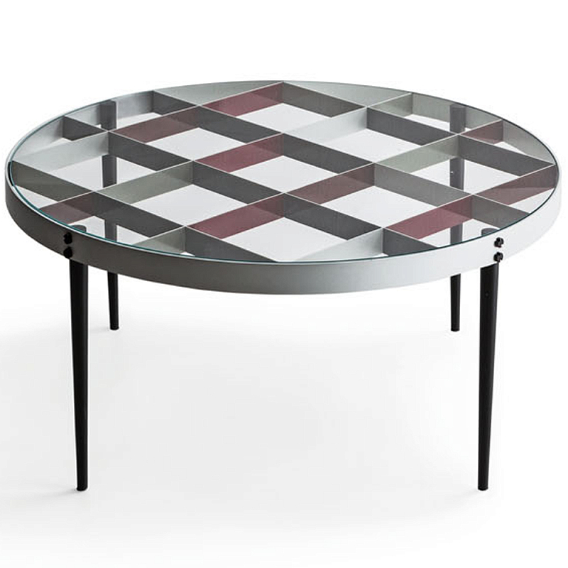 Дизайнерский круглый кофейный стол со стеклянной столешницей Gio Ponti D.555.1 Coffee Table Прозрачное Стекло Хром Черный Красный в Орле | Loft Concept 