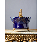 Чаша темно-синего цвета из фарфора с бронзовыми фигурками белок Eden Garden porcelain and bronze варинант исполнения - 3 | Loft Concept в Орле