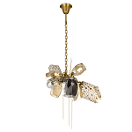 Люстра подвесная со стеклянными плафонами из дымчатого и золотистого с тремя вертикальными подвесками Gilded Mirage  варинант исполнения - 2 | Loft Concept в Орле