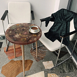 Круглый журнальный столик со столешницей из эпоксидной смолы Epoxy Resin Flowers Coffee Table варинант исполнения - 8 | Loft Concept в Орле