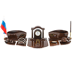 Настольный письменный набор с часами из природного камня обсидиана Competent Leader варинант исполнения - 1 | Loft Concept в Орле