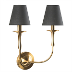 Бра с металлическим основанием бронзового цвета и 2-мя черными конусовидными абажурами Dignity варинант исполнения - 1 | Loft Concept в Орле
