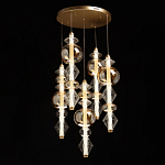 Люстра с плафонами из прозрачного и янтарного стекла в виде шаров и ромбов Gabriel Scott Luna варинант исполнения - 3 | Loft Concept в Орле