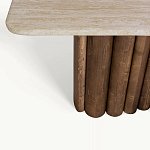 Консоль с овальной столешницей и фактурным деревянным основанием Enzo варинант исполнения - 3 | Loft Concept в Орле