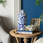 Ваза цилиндрической формы с крышкой и синим цветочным узором на белом фоне Blue & White Ornament варинант исполнения - 6 | Loft Concept в Орле