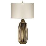 Настольная лампа с рифленым керамическим основанием в бронзовом цвете и жемчужным шёлковым абажуром Elstead Lighting варинант исполнения - 1 | Loft Concept в Орле