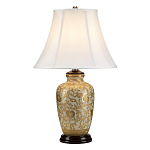 Настольная лампа с фарфоровым основанием с декоративным орнаментом и белым абажуром на темной круглой подставке Elstead Lighting варинант исполнения - 6 | Loft Concept в Орле