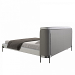 Кровать двуспальная серая с мягким изголовьем из экокожи и ткани Modern Look варинант исполнения - 4 | Loft Concept в Орле