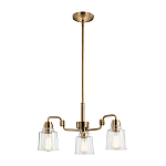 Люстра цвета латунь с 3-мя прозрачными стеклянными плафонами Kichler варинант исполнения - 2 | Loft Concept в Орле