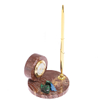 Часы настольные с шариковой металлической ручкой из натурального камня Stone Clock варинант исполнения - 5 | Loft Concept в Орле