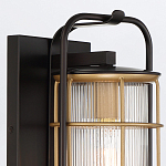 Настенный фонарь цилиндрической формы с рифленым стеклом в золотом каркасе на черном прямоугольном основании Eurofase варинант исполнения - 5 | Loft Concept в Орле