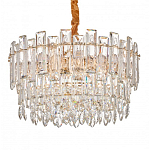 Круглая люстра с хрустальными подвесками на золотистом каркасе Gorgeous Crystal Light варинант исполнения - 2 | Loft Concept в Орле