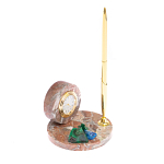 Часы настольные с шариковой металлической ручкой из натурального камня Stone Clock варинант исполнения - 8 | Loft Concept в Орле