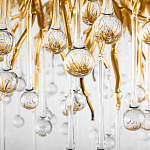 Люстра подвесная с прозрачными стеклянными подвесками в форме капель Диаметр 100 см Droplet Chandelier варинант исполнения - 9 | Loft Concept в Орле