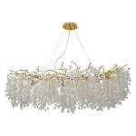 Люстра подвесная с золотистыми ветками и стеклянными подвесками в виде листьев Длина 130 см FAIRYTREE Light варинант исполнения - 1 | Loft Concept в Орле