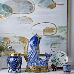 Ваза с насыщенным синим орнаментом и золотой крышкой Blue & White Ornament  варинант исполнения - 1 | Loft Concept в Орле