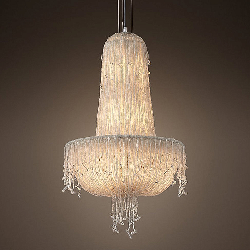 Люстра RH 1930S FRENCH CRYSTAL BEADED Chandelier Белый Прозрачное Стекло в Орле | Loft Concept 