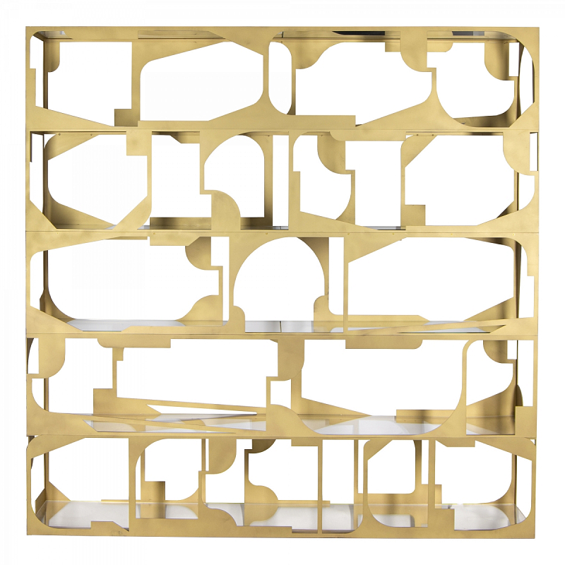Стеллаж Golden Kaleidoscope матовое золото Прозрачное Стекло в Орле | Loft Concept 