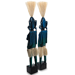 Комплект из 2-х деревянных статуэток Asmat Straw Headdress Statuettes Blue варинант исполнения - 8 | Loft Concept в Орле