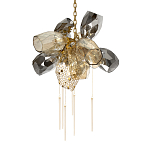 Люстра подвесная со стеклянными плафонами из дымчатого и золотистого с шестью вертикальными подвесками Gilded Mirage  варинант исполнения - 7 | Loft Concept в Орле