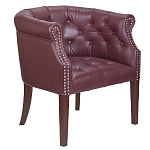 Кресло низкое из натуральной кожи на 4-х деревянных ножках из массива бука Chloe Leather Armchair vine варинант исполнения - 1 | Loft Concept в Орле