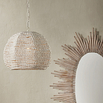 Подвесной светильник в форме купола с декором из круглых деревянных бусин White Wooden Beads Chandelier варинант исполнения - 4 | Loft Concept в Орле