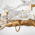 Люстра подвесная линейная с прозрачными стеклянными птичками на ветвях Serip Voa варинант исполнения - 10 | Loft Concept в Орле