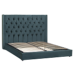 Кровать двуспальная зеленая с основанием из массива дерева с мягким изголовьем Velour Beds варинант исполнения - 1 | Loft Concept в Орле