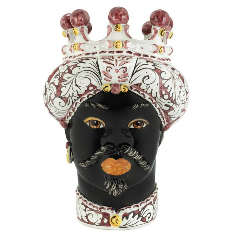 Ваза Vase Moro Man Ornate Bordeaux Черный Бордовый Белый Ваза Vase Moro Man Ornate Bordeaux Черный Бордовый Белый в Орле | Loft Concept