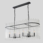 Люстра подвесная овальная со стеклянными прозрачными трубками и металлическим каркасом черного цвета Nembus варинант исполнения - 4 | Loft Concept в Орле