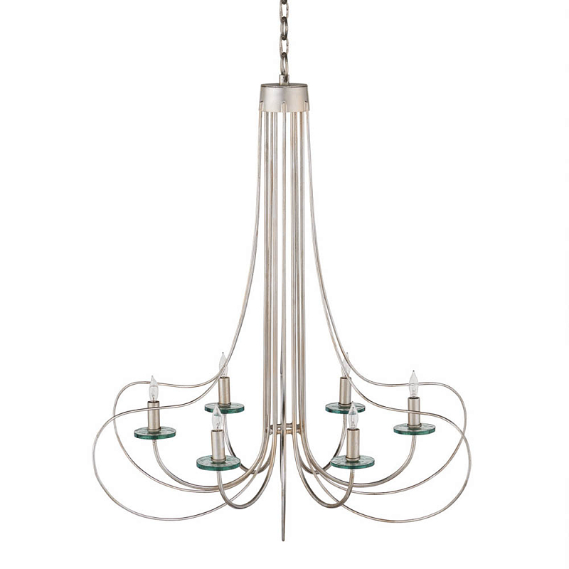 Люстра серебряного цвета с изогнутыми элементами каркаса Twisted Iron Chandelier Серебряный Прозрачное Стекло Люстра серебряного цвета с изогнутыми элементами каркаса Twisted Iron Chandelier Серебряный Прозрачное Стекло в Орле | Loft Concept