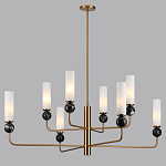 Люстра на штанге с 8-ю цилиндрическими матовыми плафонами и шарами из камня Orb Essence варинант исполнения - 6 | Loft Concept в Орле